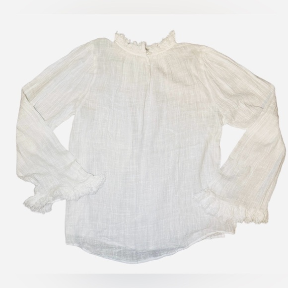 Free People FP One Textured Ruffle Blouse Ivory Size Small - Picture 6 of 9